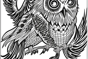 half owl half phoenix tattoo idea