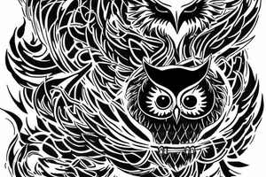 half owl half phoenix tattoo idea