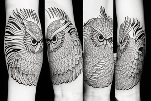 half owl half phoenix tattoo idea