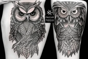 half owl half phoenix tattoo idea