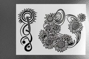 A daisy with the stem being turned into a treble clef tattoo idea
