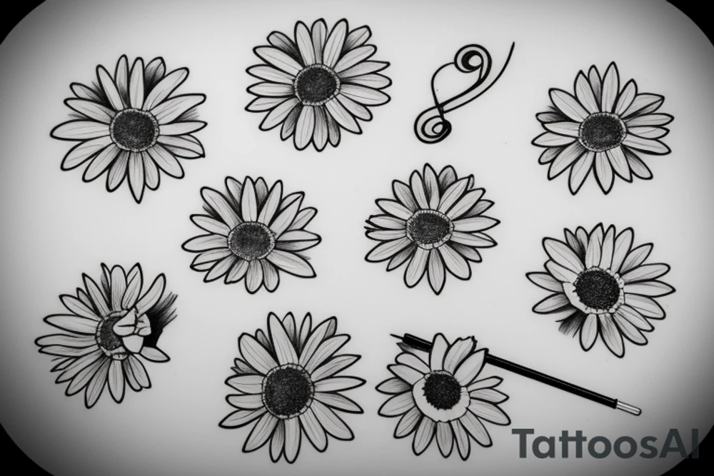 A daisy with the stem being turned into a treble clef tattoo idea A daisy with the stem being turned into a treble clef tattoo idea