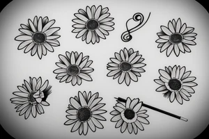 A daisy with the stem being turned into a treble clef tattoo idea