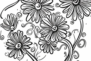 A daisy with the stem being turned into a treble clef tattoo idea