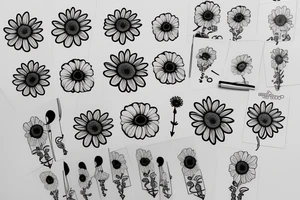 A daisy with the stem being turned into a treble clef tattoo idea