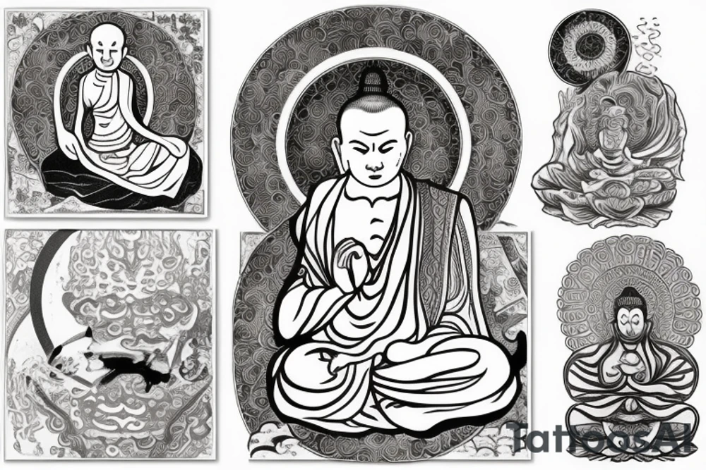 Buddhist monk praying tattoo idea