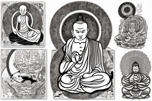 Buddhist monk praying tattoo idea