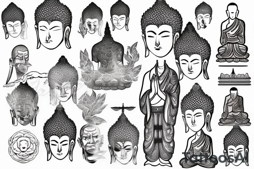 Buddhist monk praying tattoo idea
