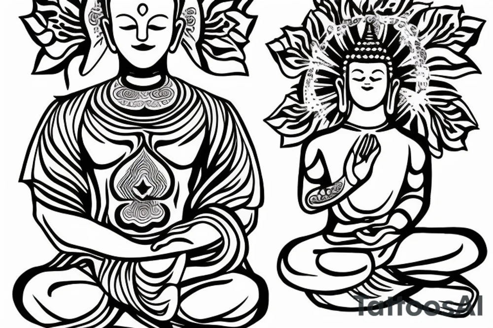 Buddhist monk praying tattoo idea