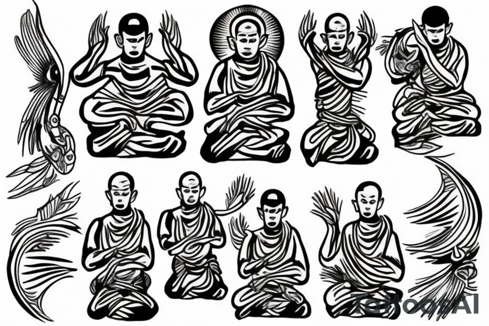 Thai monk praying tattoo idea
