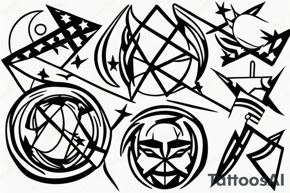 Full moon with a flag stuck in it tattoo idea