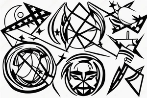 Full moon with a flag stuck in it tattoo idea