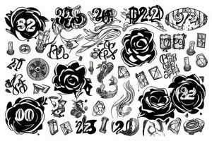 the numbers 2, 2, 22 in a cool design tattoo idea