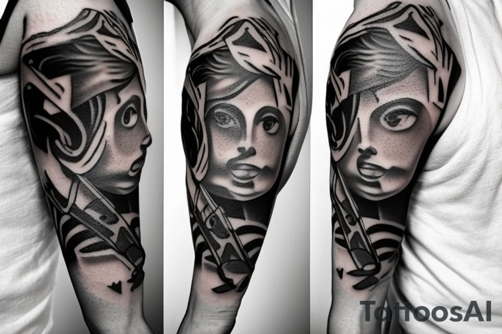 Mechanic with abstract tattoo moving on elbow tattoo idea Mechanic with abstract tattoo moving on elbow tattoo idea
