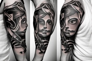 Mechanic with abstract tattoo moving on elbow tattoo idea