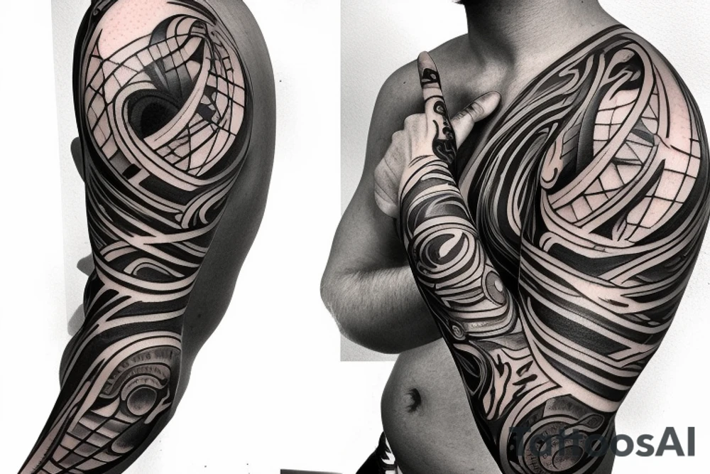 Mechanic with abstract tattoo moving on elbow tattoo idea Mechanic with abstract tattoo moving on elbow tattoo idea