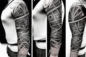 Mechanic with abstract tattoo moving on elbow tattoo idea