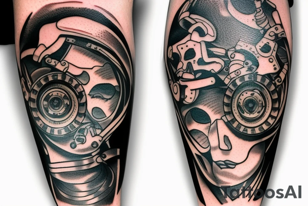 Mechanic tattoo moving on elbow tattoo idea