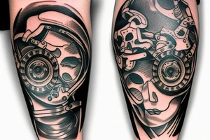 Mechanic tattoo moving on elbow tattoo idea