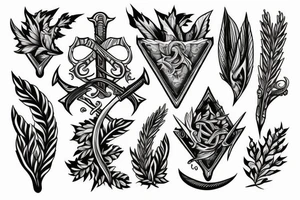 Sword with leaves tattoo idea