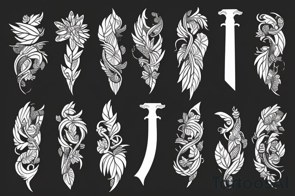 Sword with leaves tattoo idea