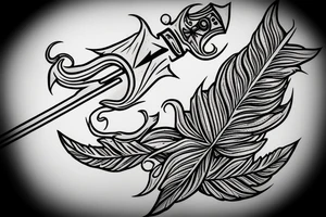 Sword with leaves and clouds. tattoo idea