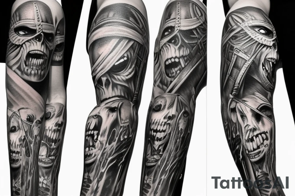 iron maiden upper sleeve tattoo idea