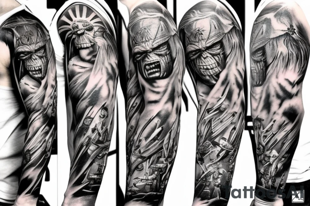 iron maiden upper sleeve tattoo idea