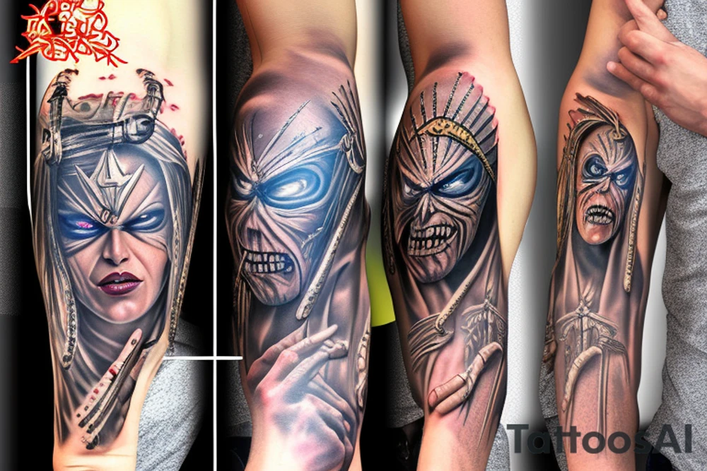 iron maiden upper sleeve tattoo idea