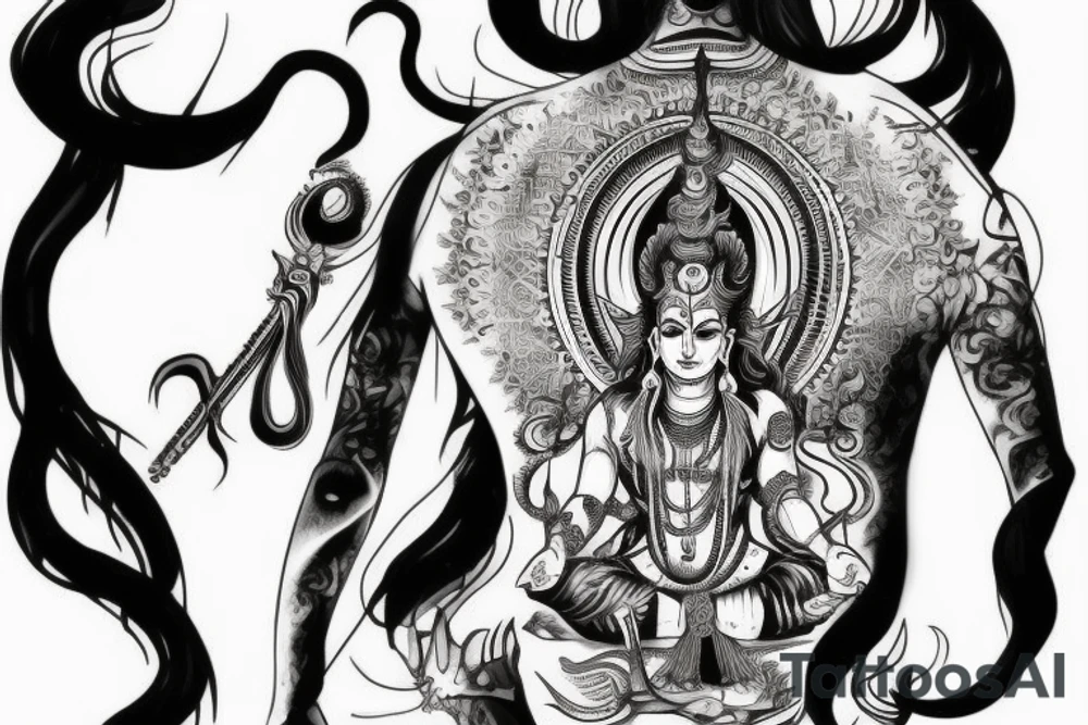 violent form of shiva for back tattoo idea