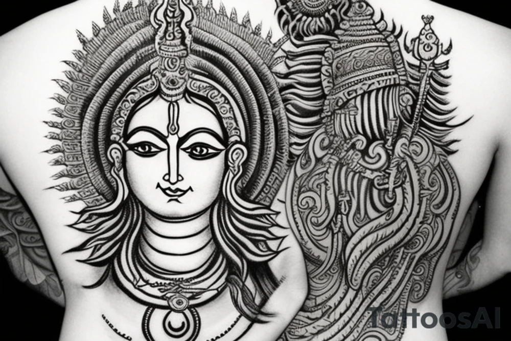 rudhra tandav shiva on back tattoo idea
