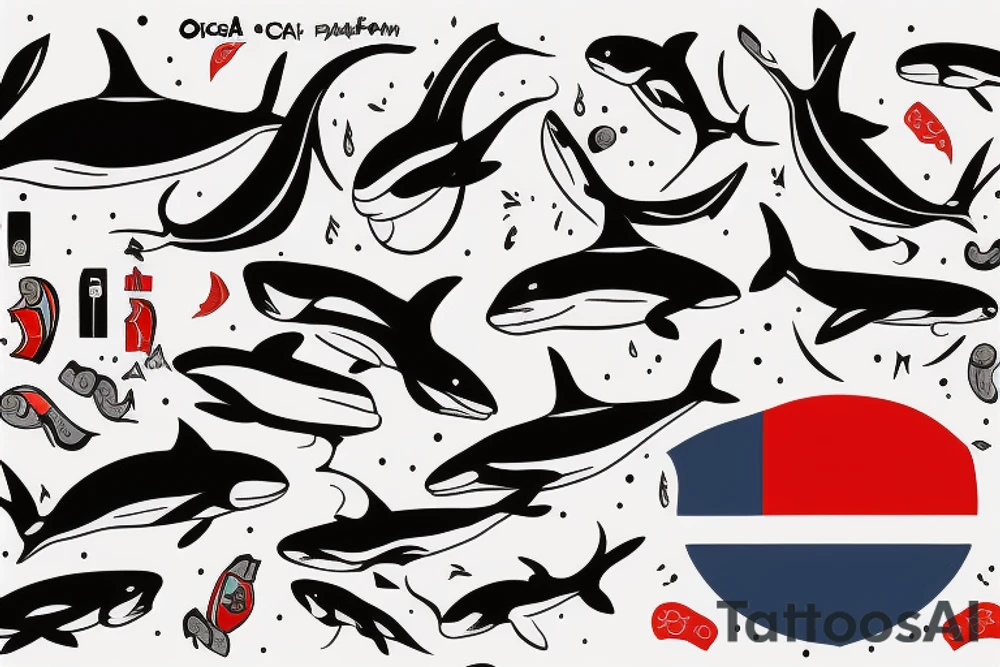 Orca, in the colours of the Norwegian flag. tattoo idea