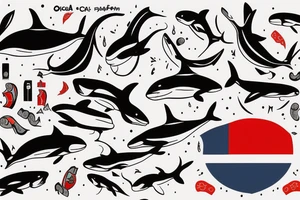 Orca, in the colours of the Norwegian flag. tattoo idea