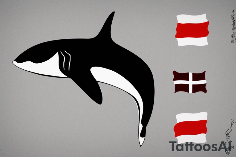 Single Orca, in the colours of the Norwegian flag. tattoo idea