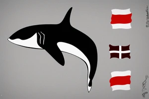 Single Orca, in the colours of the Norwegian flag. tattoo idea