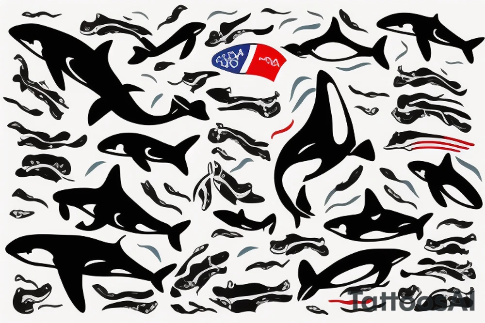 Single Orca, in the colours of the Norwegian flag. tattoo idea