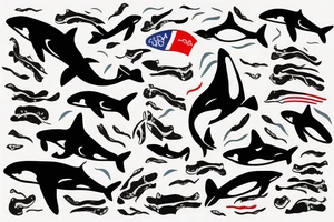 Single Orca, in the colours of the Norwegian flag. tattoo idea