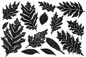 oak leaves that go from collarbone to hip tattoo idea