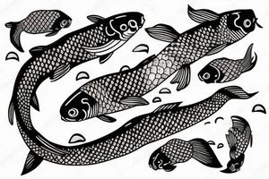 Koi fish that swims up the stream as a design for the arm tattoo idea