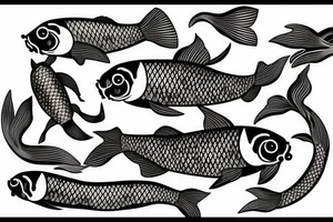 Koi fish that swims up the stream as a design for the arm tattoo idea