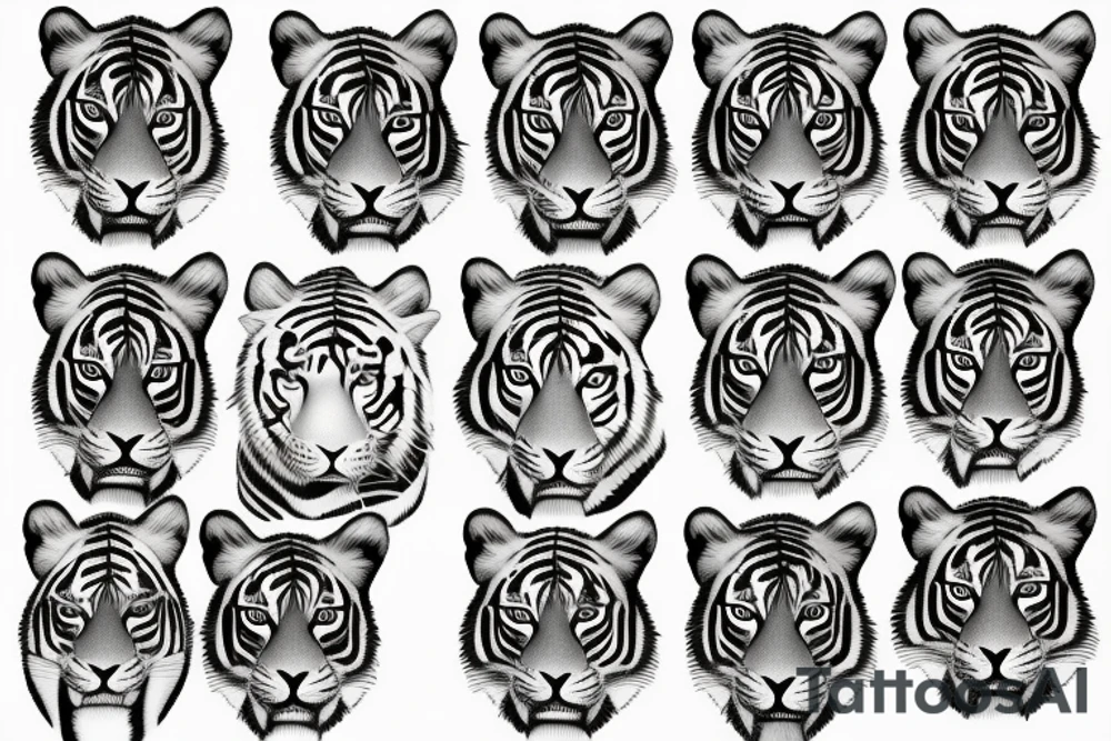 Tiger looking through leaves tattoo idea
