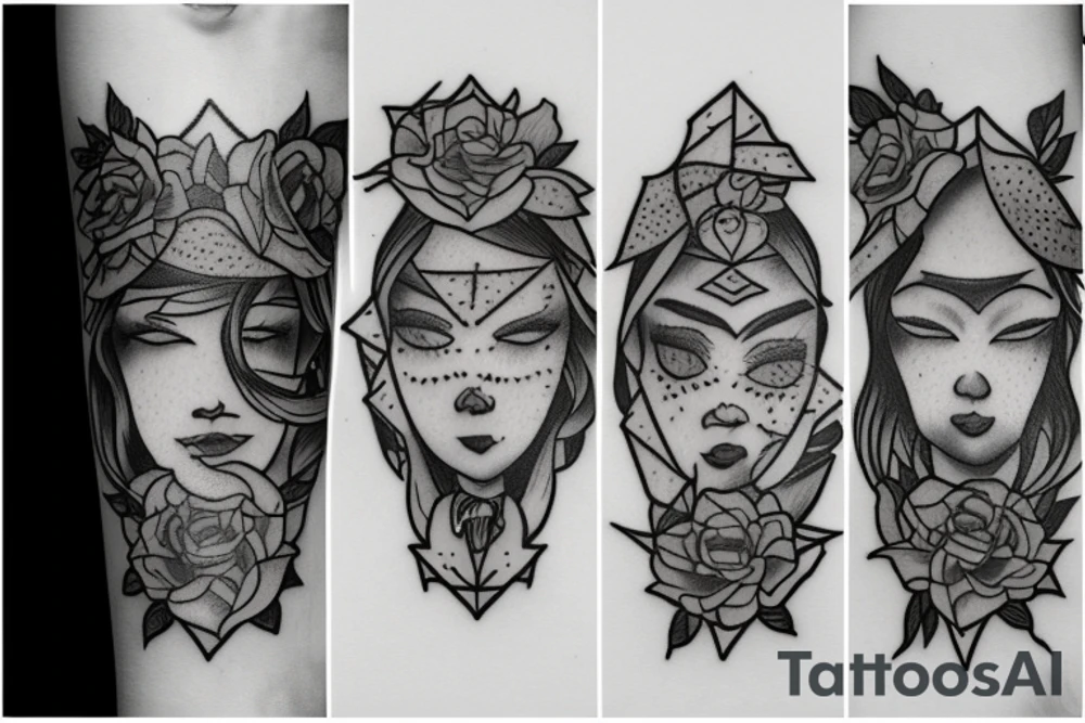 older self hugging younger self tattoo idea