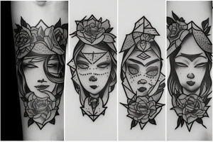 older self hugging younger self tattoo idea