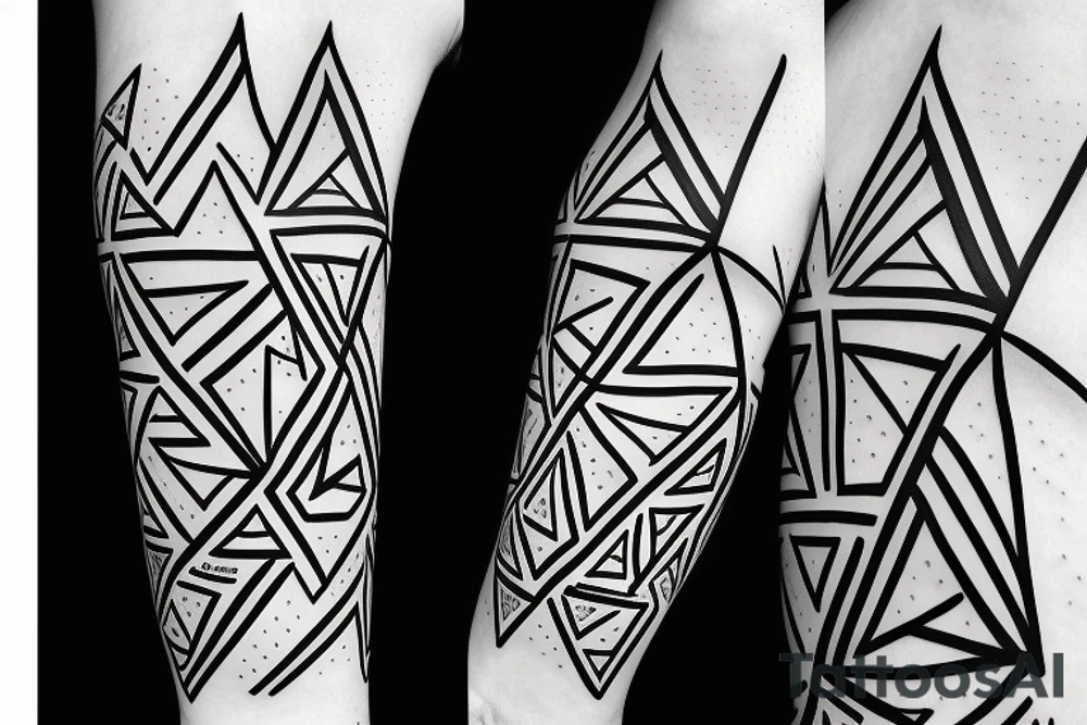 Triangle with life inside of it with straight lines tattoo idea