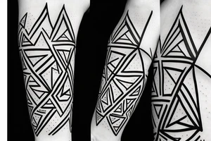 Triangle with life inside of it with straight lines tattoo idea