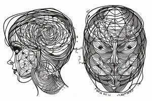 neural network in womans head tattoo idea