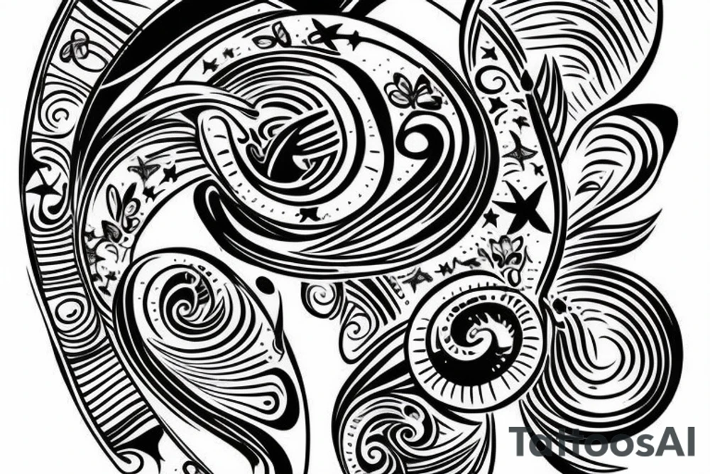 Space themed butterfly, black and white tattoo idea