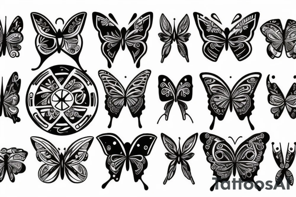 Space themed butterfly tattoo idea