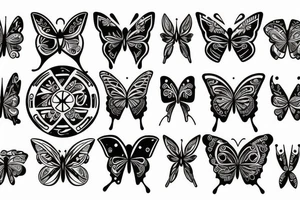 Space themed butterfly tattoo idea
