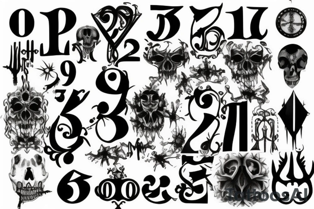 Gothic Numbers all 13, 16, & 19 tattoo idea